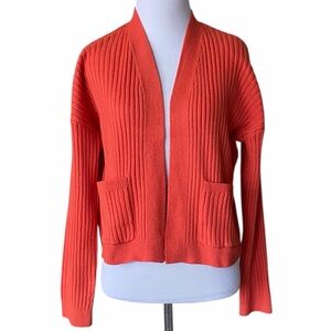 SINCERELY JULES Orange Ribbed Cardigan Sweater